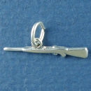 Gun, Rifle 3D Sterling Silver Charm Pendant