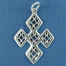Cross Filigree 3D Sterling Silver Charm Pendant