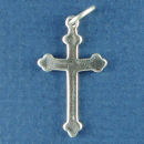 Cross Plain 3D Sterling Silver Charm Pendant