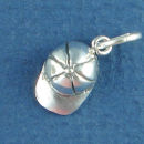 Baseball Cap 3D Sports Sterling Silver Charm Pendant