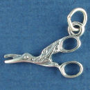 Scissors in Bird Design 3D Sterling Silver Charm Pendant
