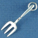Garden Fork Sterling Silver 3D Charm Pendant