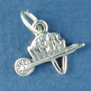 Garden Wheelbarrow Flat Sterling Silver Charm Pendant