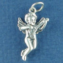 Angel Musical with Guitar 3D Sterling Silver Charm Pendant