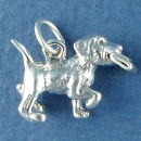 Dog with News Paper 3D Sterling Silver Charm Pendant