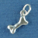 Dog Bone Charm Small 3D Sterling Silver Pendant