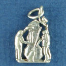 Christmas Snowman with Children 3D Sterling Silver Charm for Bracelet