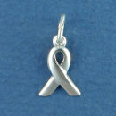 Awareness Ribbon 3D Sterling Silver Small Charm Pendant