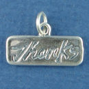 Thanks Word Talking Charm and Message Phrase Sterling Silver Charm Pendant