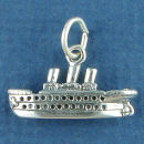 Cruise Ship 3D Sterling Silver Boat Charm Pendant