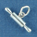Kitchen: Rolling Pin for Cooking 3D Sterling Silver Charm Pendant