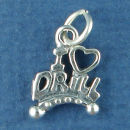 Drill, I "Heart" Love for a Majorette Sterling Silver Charm Pendant
