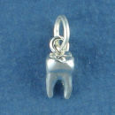 Tooth Small Dental Occupation 3D Sterling Silver Charm Pendant