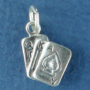 Playing Card Gambling 3D Charm Sterling Silver