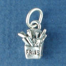 French Fries, Food 3D Sterling Silver Charm Pendant