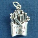 French Fries Sterling Silver Charm 3D Pendant