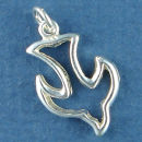 Christian Peace Dove Descending as The Holy Spirit Sterling Silver Charm Pendant