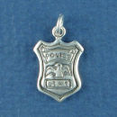 Police Department Badge 3D Sterling Silver Charm Pendant