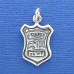 Police Badge Charm Sterling Silver