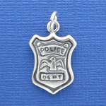 Police Badge Charm Sterling Silver