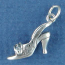Ladies Sling Back Shoe with Pokadots and Buckle 3D Sterling Silver Charm Pendant