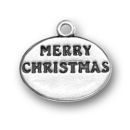 Christmas: Merry Christmas Monogram Disk Sterling Silver Charm Pendant