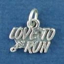 Love to Run Word Phrase and Track Shoe Print Sterling Silver Charm Pendant Great for Marathon Runners