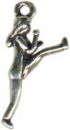 Martial Arts Female 3D Sterling Silver Charm Pendant