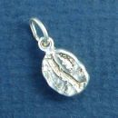 Coffee Bean Sterling Silver Charm 3D Pendant