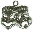 Comedy and Tragedy Drama School Mask Sterling Silver Charm Pendant