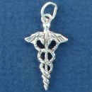 Caduceus 3D Medical Symbol for Doctors and Nurses Sterling Silver Charm Pendant