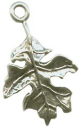 Oak Leaf 3D Sterling Silver Charm Pendant