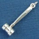Gavel, Law and Justice Legal Occupation 3D Sterling Silver Charm Pendant