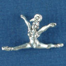 Gymnastics Girl in Floor Exercise Split Pose 3D Sterling Silver Charm Pendant