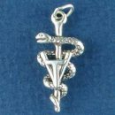 Animal Vet Tech Medical Symbol 3D Sterling Silver Charm Pendant