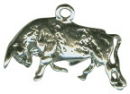 Bull 3D Sterling Silver Charm Pendant