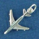 Airplane Charm Sterling Silver Pendant 3D Jetliner