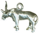 Long Horn Steer 3D Sterling Silver Charm Pendant