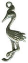 Bird: Stork Sterling Silver Charm Pendant