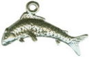 Fish: Trout Large 3D Sterling Silver Charm Pendant