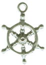 Ship's Wheel Nautical 3D Sterling Silver Charm Pendant