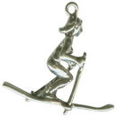 Snow Skier Woman 3D Sterling Silver Charm Pendant