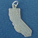 State of California Sterling Silver Charm Pendant and Cities Sacramento, Los Angeles and San Francisco with Picture of Balboas Head and Oil Derrick