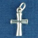 Cross with Rounded Shape Small Sterling Silver Charm Pendant