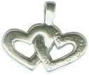 Two Hearts Interlocked Sterling Silver Charm Pendant