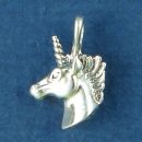 Unicorn Head 3D Sterling Silver Charm Pendant