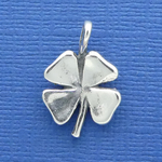 Shamrock Four Leaf Clover Charm Irish Good Luck 3D Sterling Silver Charm Pendant