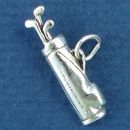 Golf Bag and Clubs Sterling Silver Charm Pendant