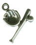 Baseball Ball, Bat and Glove Sports Small 3D Sterling Silver Charm Pendant