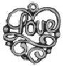 Heart with Love Word Phrase Sterling Silver Charm Pendant